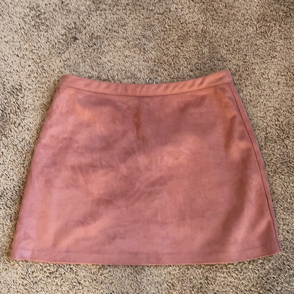 Pink velvet mini skirt